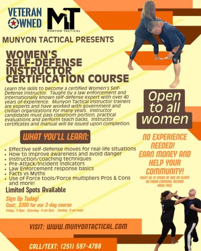 Orange & Brown Geometric Women's Self-Defense Class Flyer - 1